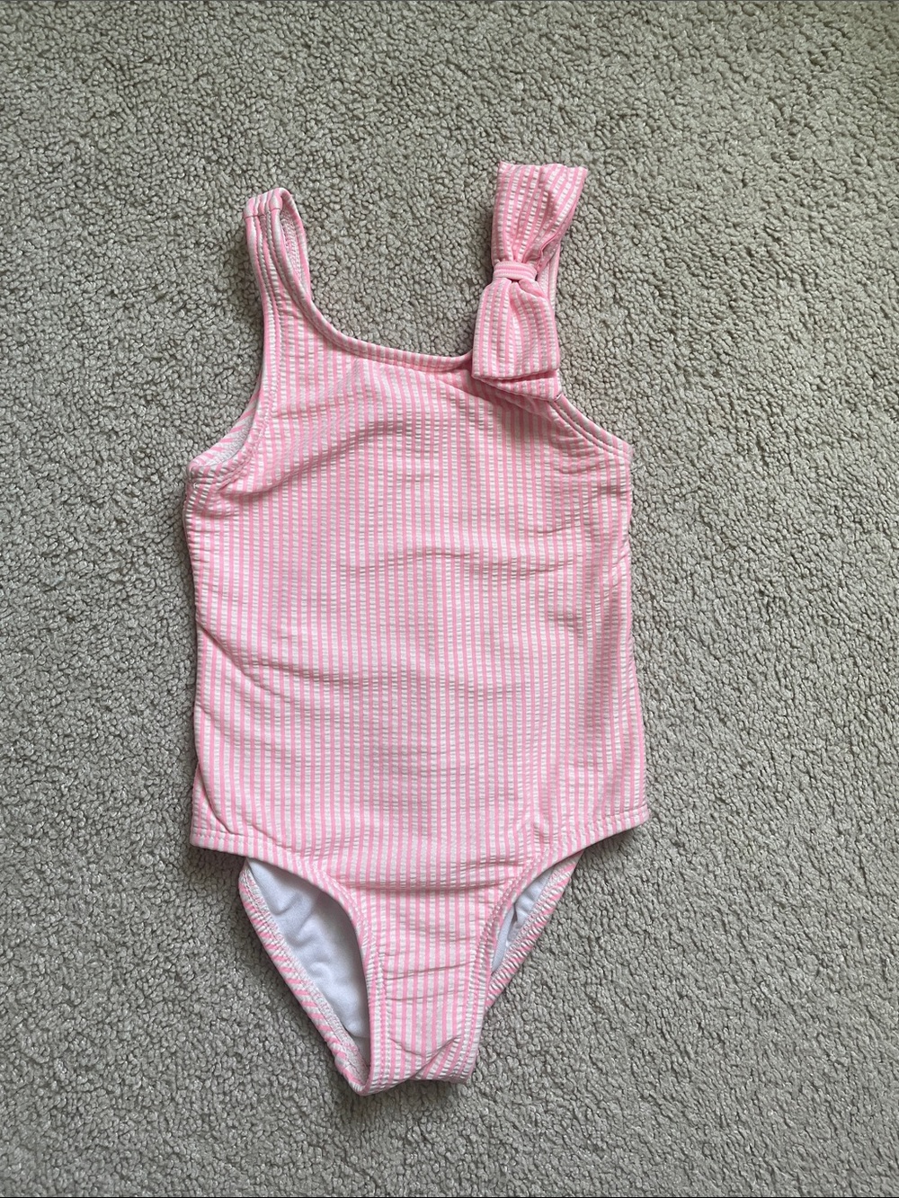 Girls Pink One-Shoulder Knot Swimsuit
